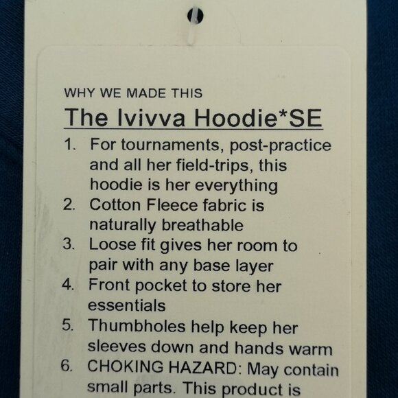 NWT IVIVVA by LULULEMON Blue Teal Embroidery Fleece Girl's Hoodie Jacket 10 SE - Picture 9 of 9